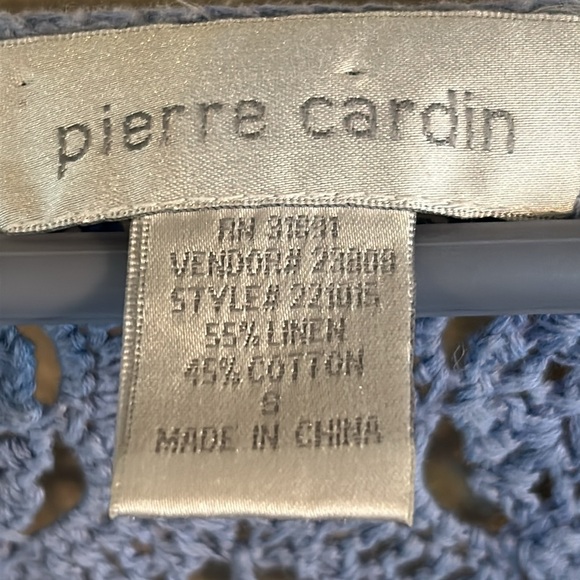 Pierre Cardin vintage inspired S crochet linen cotton cardigan button up sweater - Picture 3 of 5